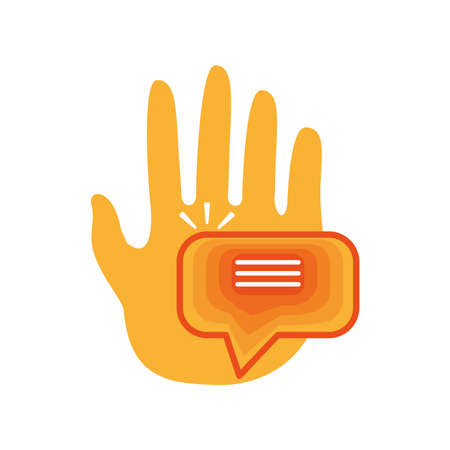 hello hand and messageのイラスト素材