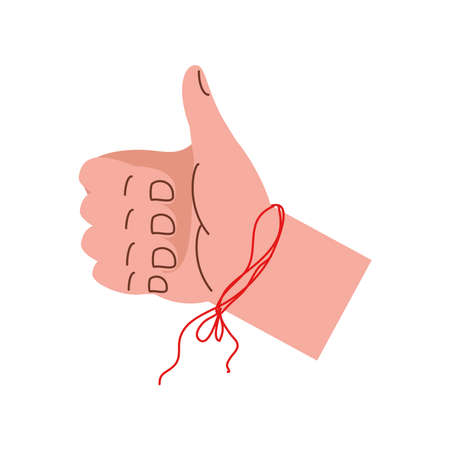 like hand with red threadのイラスト素材