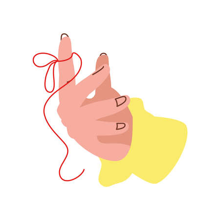 red thread in index fingerのイラスト素材