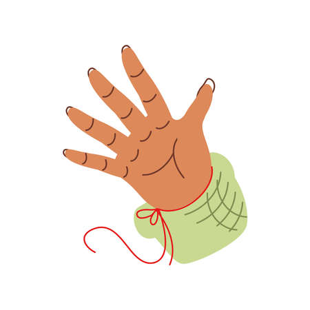 red thread in handのイラスト素材