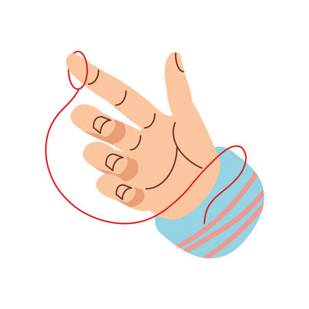 hand with red threadのイラスト素材