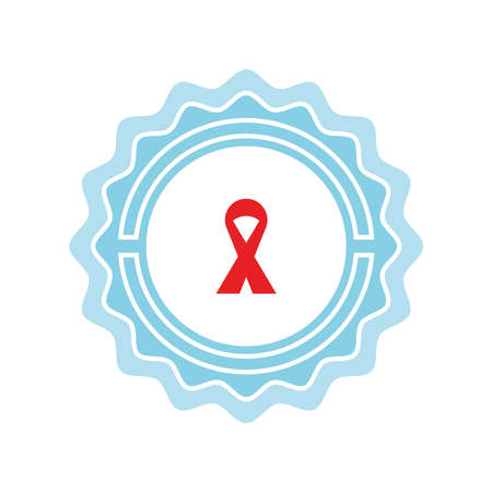 red ribbon in badgeのイラスト素材