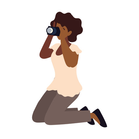 photographer woman with cameraのイラスト素材