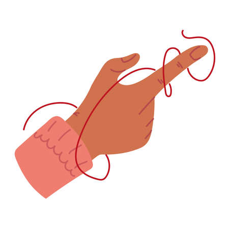 wrapped finger in red stringのイラスト素材