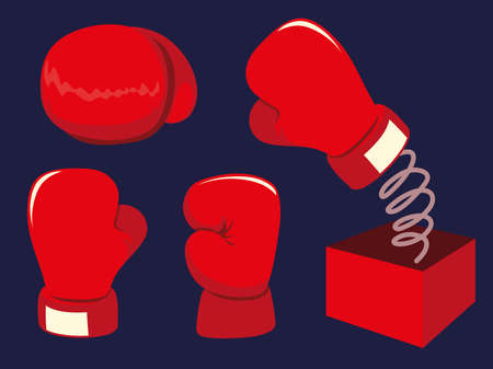 set red boxing glovesのイラスト素材