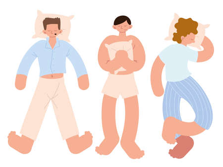 set of men sleepingのイラスト素材