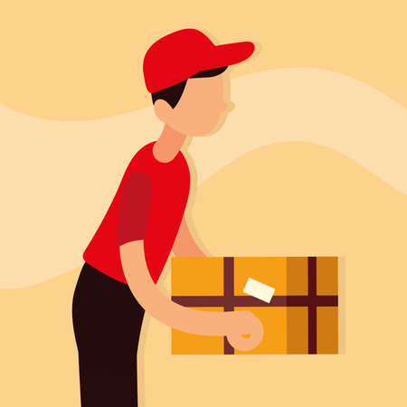 delivery man holding boxのイラスト素材