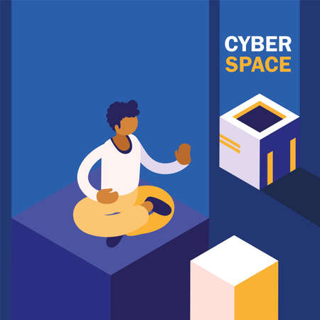 man cyberspace hightechのイラスト素材