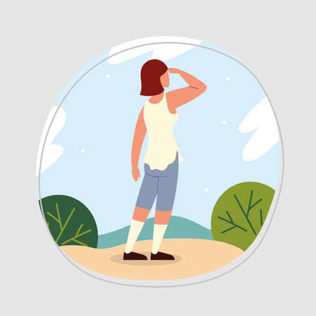 woman looking in the distanceのイラスト素材