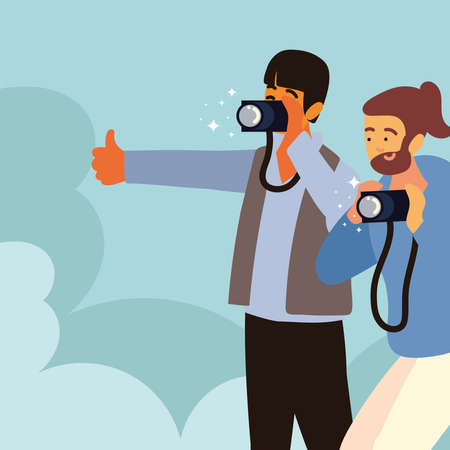 photographer men with cameraのイラスト素材