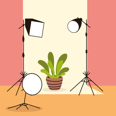 photo studio with lightsのイラスト素材