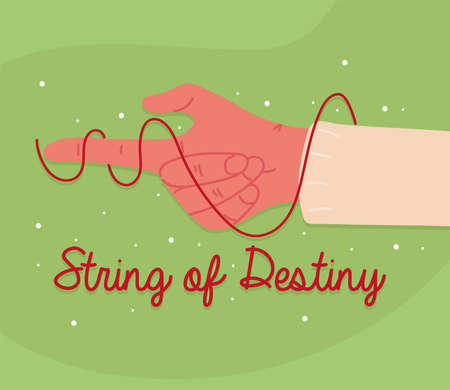 red thread of destiny in fingerのイラスト素材