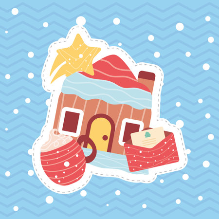 christmas stickers decorationのイラスト素材