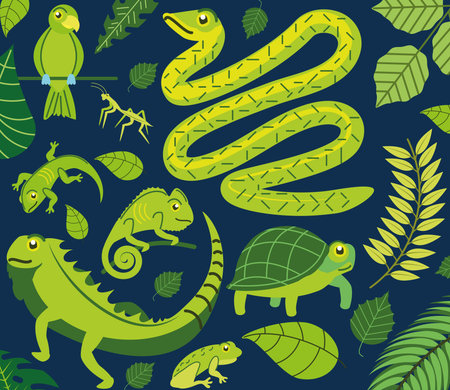green pattern animals