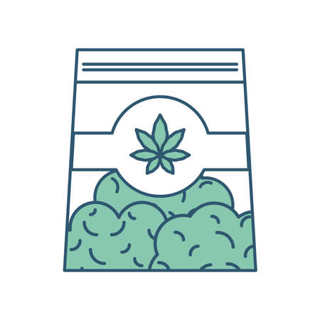 cannabis medicine bud in bagのイラスト素材