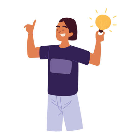 man holds a bulbのイラスト素材