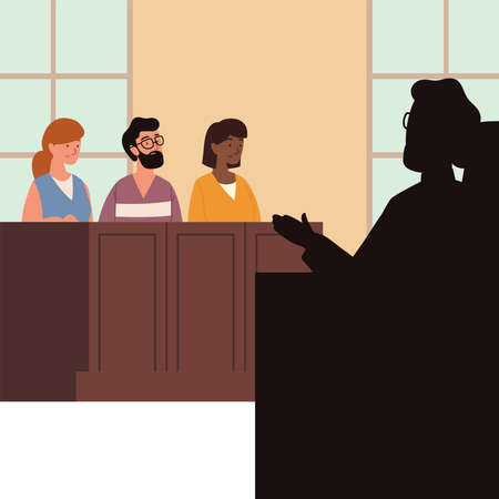 trial jury and judgeのイラスト素材