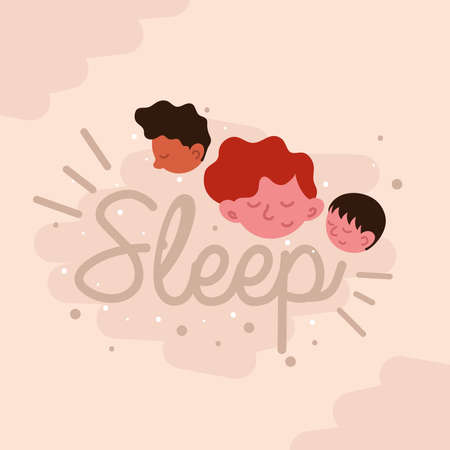 sleeping people facesのイラスト素材
