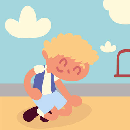 boy in the playgroundのイラスト素材