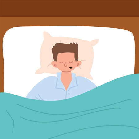sleeping guy cartoonのイラスト素材