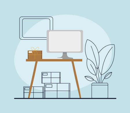 online shopping and boxesのイラスト素材