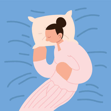 sleeping woman with pillowのイラスト素材