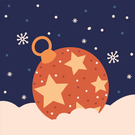christmas ball and snowのイラスト素材