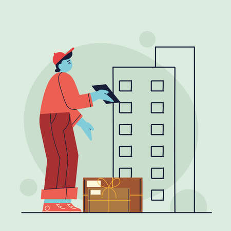 delivery worker with goodsのイラスト素材