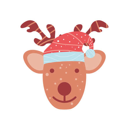 christmas deer with hatのイラスト素材