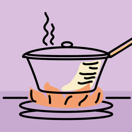 pot in a stoveのイラスト素材