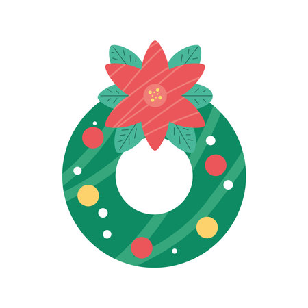 christmas floral wreathのイラスト素材