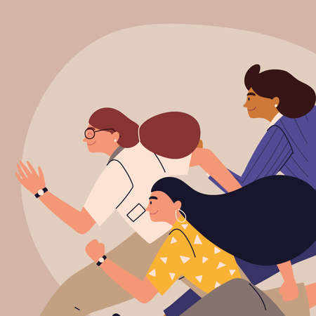 group of business woman runningのイラスト素材