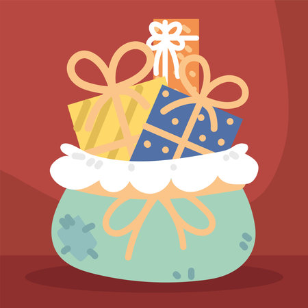 bag with christmas giftsのイラスト素材