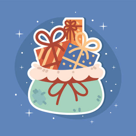 christmas bag with giftsのイラスト素材