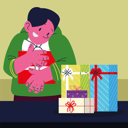 smiling man with giftsのイラスト素材