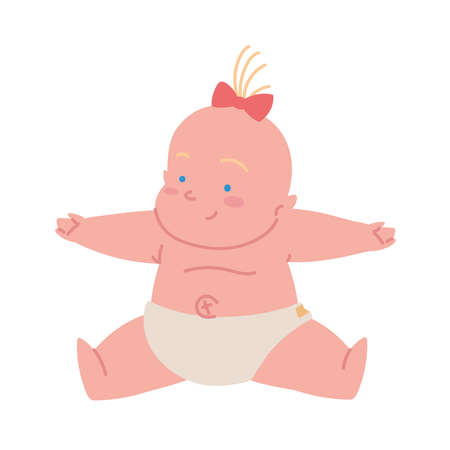 female baby in diaperのイラスト素材