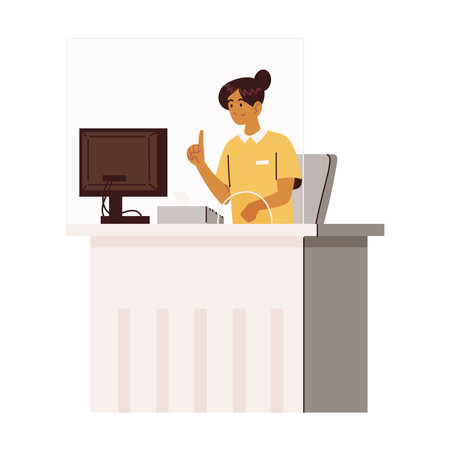 female cashier workingのイラスト素材