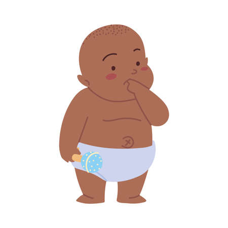 cute baby with rattleのイラスト素材