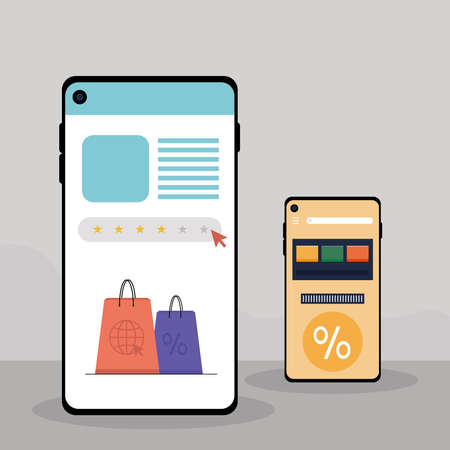 shopping online digital appのイラスト素材