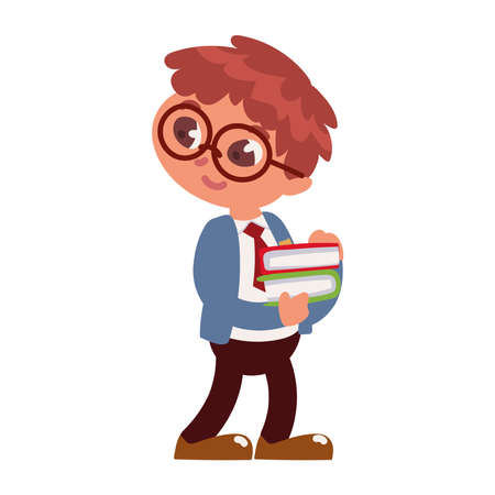school boy and booksのイラスト素材