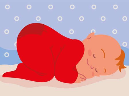 baby sleep on blanketのイラスト素材