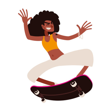 female skater on skateboardのイラスト素材