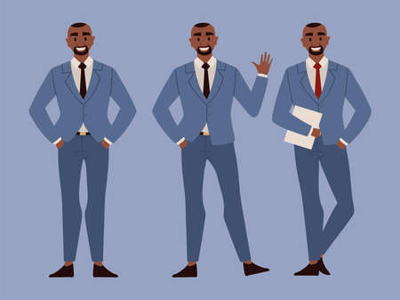 set of african american businessmanのイラスト素材