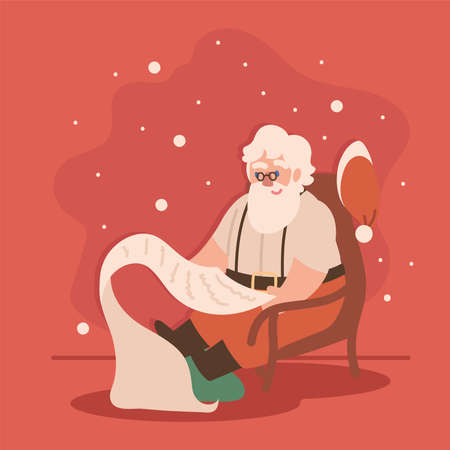 Santa reading wish listのイラスト素材