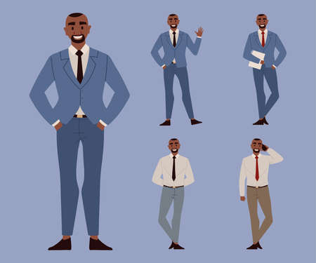 set black young business menのイラスト素材
