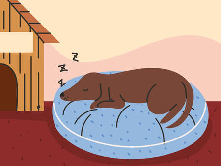 sleeping dog at homeのイラスト素材