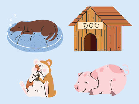 set pets animalsのイラスト素材