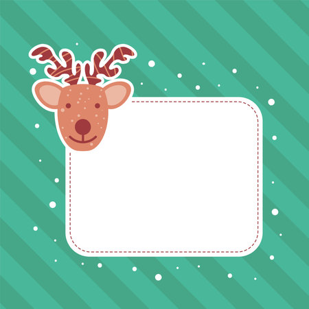christmas tag with deerのイラスト素材