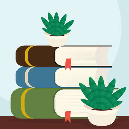 books and plantsのイラスト素材
