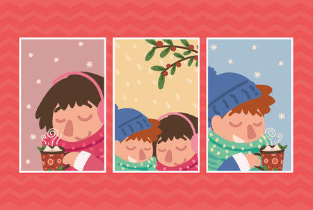 christmas happy peopleのイラスト素材